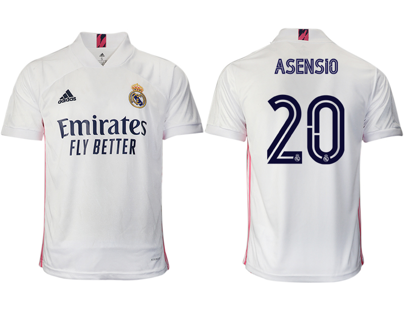 Men 2020-2021 club Real Madrid home aaa version #20 white Soccer Jerseys->real madrid jersey->Soccer Club Jersey